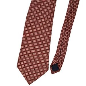 Brooks Brothers Makers Mens Red Geometric Silk Tie Hand Made USA 60x4